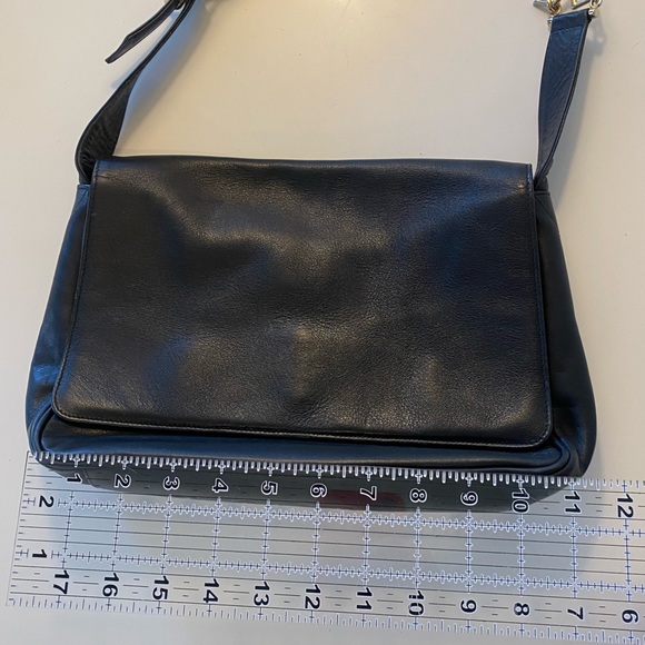 Paloma Picasso Black Leather Shoulder Bag with Gold Accents - Picture 5 of 11